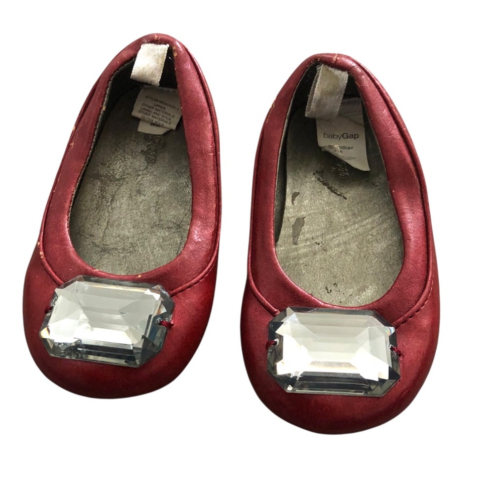 GAP Ruby Red Ballet Flats with Gem Accent